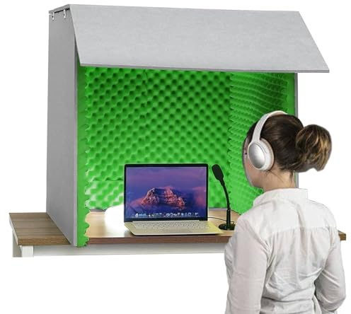 Portable Recording Booth, Self Made Booth Box (60/80cm), Soundproofing Cotton: Sound Absorption + Noise Reduction, Easily Foldable & Easy Move, Desktop Studio Vocal,80×80×80cm,Green