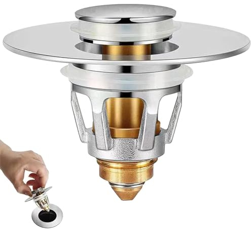 Drain Magic - Drain Magic 2 in 1 Universal Waschbeckenstöpsel mit Abflusssieb, für Waschbecken, Badewanne, Waschbecken oder Dusche (1)