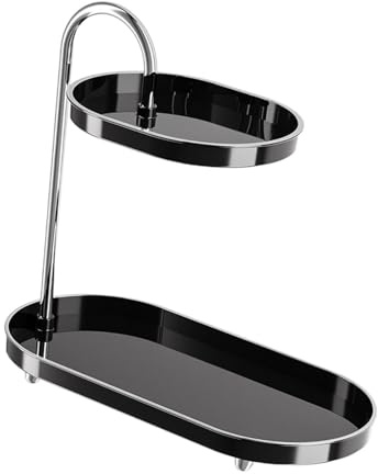 hindraem Lujoso Organizador de baño de 2 Niveles, Elegante Estante de tocador con Soporte para cosméticos, Torre de Almacenamiento de Maquillaje, Anillos