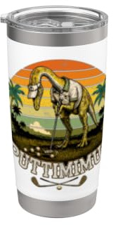 Puttimimus Golf Putting Gallimimus Dinosauro Retro Design Bicchiere termico in acciaio inox doppia parete