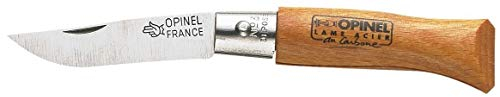 Opinel Taschenmesser Messer Größe 3 carbon Klinge ohne Feststellring, Beech 4 cm, Hartholz Braun