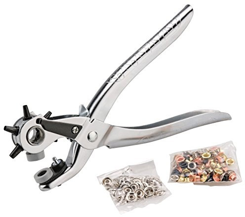 Pince à perforer Multifix KRAFTIXX, pince à oeillets, pince à perforer revolver, y compris 100 oeillets et 48 boutons-pression, pour le cuir, les textiles et les matériaux synthétiques