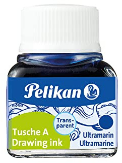 Pelikan Tusche A 523, ultramarin-blau, 10 ml Glas, für Feder & Pinsel | Pelikan Zeichentusche Tusche A 523, 10 ml Glas, 9 ultramarin-blau