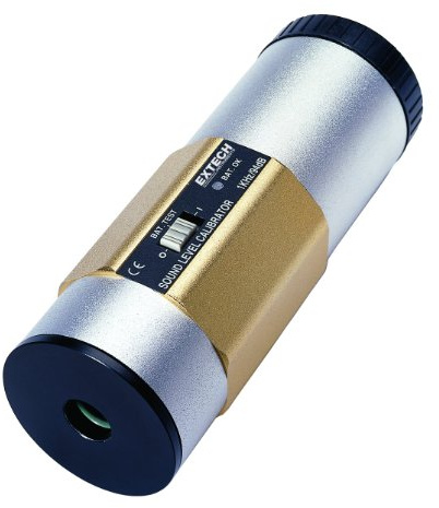 Extech 94dB Schallkalibrator für Mikrofone, 0,5/1 Zoll, 1 Stück, 407744 | Genauigkeit +/-0,5dB, Aluminiumgehäuse, Batterietest-LED, Schraubenzieher, 9V-Batterien, Koffer
