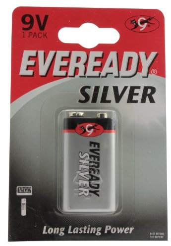 Energizer Eveready Silver 9V, Zinc-arbon, 9 V, 400 mAh, 26.2 mm, 16.7 mm, 48.4 mm