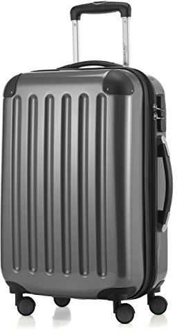 HAUPTSTADTKOFFER Alex - Handgepäck, 55 x 38 x 23 cm, 4 Rollen, 42 Liter, Reisekoffer, Hartschalenkoffer, Rollkoffer, Bordgepäck Koffer, erweiterbar, Titan