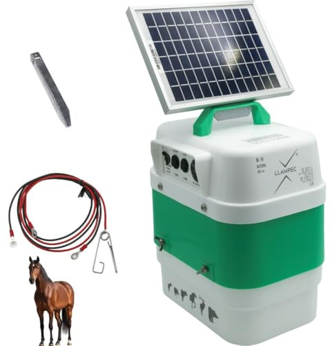 Llampec Pastor Eléctrico Solar 16S con Panel Solar 12v 5v Incluido – 4J 10.000V - 40 km de Alcance – Cerca eléctrica para Ganado, Caballos, Ovejas y Cerdos - Batería no incluida - Fabricado en España