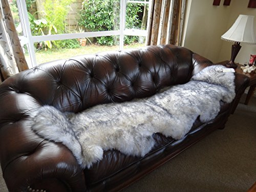Starose New Zealand Genuine New Zealand Double Sized Sheepskin Rug White/Grey Tipped