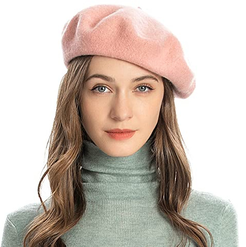 ZLYC Kvinnor klassisk fransk konstnär basker basker, ROSA, one size