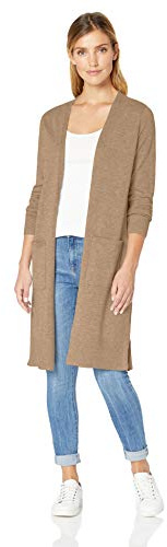 Amazon Essentials Cardigan Leggero A Maniche Lunghe Con Apertura Frontale, Lunghezza Più Lunga (Disponibile In Taglie Forti) Donna, Cammello Puntinato, XS