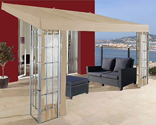 QUICK STAR Rank Anbau 3x4m Sand Anbaupavillon Terrassendach