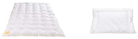 Böhmerwald KIDS Daunendecke, 90% Daunen / 10% Federn, Füllgewicht: 300gr., Wärmeklasse: normal, Größe: 100x135 cm & KIDS Kopfkissen, Füllgewicht: 60gr., Flachkissen, Größe: 40x60 cm