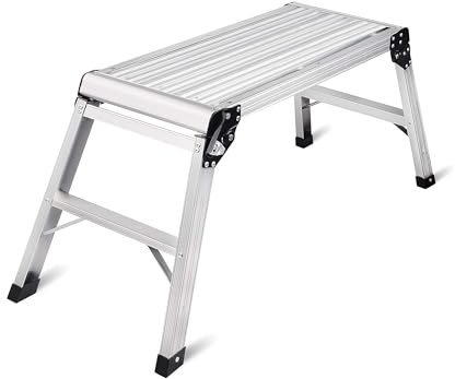 LEADALLWAY Arbeitsbühne, 76,2 x 30,5 cm, Trittleiter, robust, faltbar, Aluminium-Plattform, 150 kg Kapazität