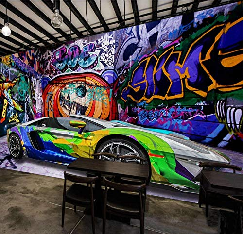 Tapete Fototapete 3D Effekt Graffiti Auto Graffiti Halloween Wandbild Wandtapete Hauptdekorationen Für Wohnzimmer Schlafzimmer - 300x210CM-XXL