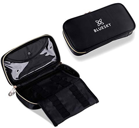 Bluesky Manicure Tool Bag, Zip Up Cotton Case for Nail Kit Storage | Elasticated loops keep every brush and file from rattling loose, and a sealable inner pouch holds the small bits.