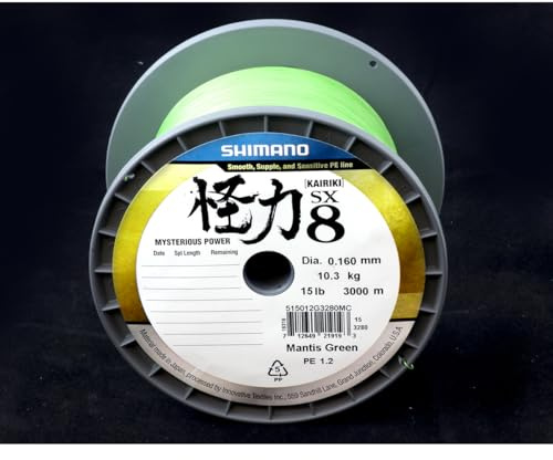 Shimano Line Kairiki 8 Angelschnur, 3000 m, 0,215 mm, 20,8 kg M, Grün