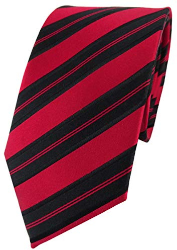 TigerTie Designer Seidenkrawatte in rot schwarz blutrot gestreift