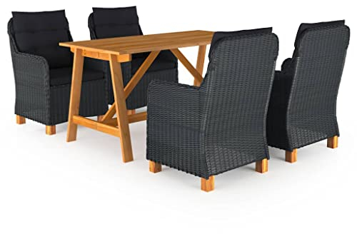 vidaXL Gartenmöbel Set 5-TLG. Gartengarnitur Gartenset Sitzgarnitur Sitzgruppe Gartentisch Esstisch Gartensessel Gartenstuhl Tisch Stühle Dunkelgrau