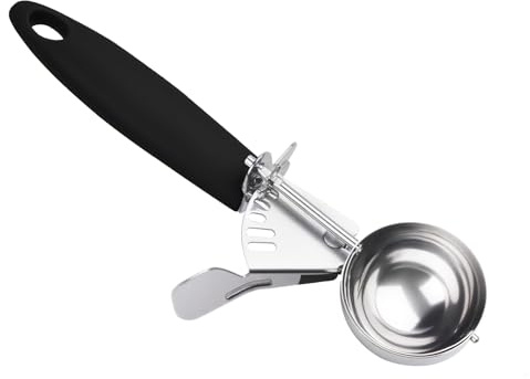 JUNADAEL J Cookier Scoop, #24/1.5 OZ Portion Scoop, 3 Tbsp Cookie Dough Scoops, Black Handle, for Portion Control, Cookie Dough, Cupcake Batter, Ice Cream, Meatball, Muffin
