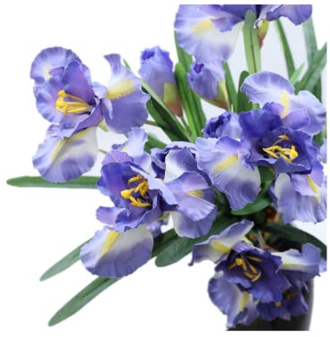 Lot de 3 fleurs d'iris artificielles en soie de 91,4 cm - 9 têtes - Bouquet de fleurs longues - Fleurs artificielles pour de vraies fleurs - fond de mariage,centre de table- Centre de table (bleu)