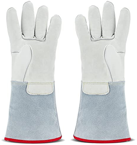 Bonvoisin Cryogenic Gloves 14.2/36cm Long Mid-arm LN2 Protective Gloves for Liquid Nitrogen/Dry Ice/Cold Storage