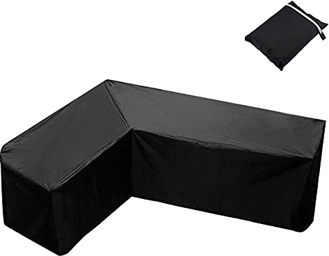 Housse en forme de L pour meubles de jardin, terrasse, imperméable, antipoussière, protection UV, housse de canapé d'angle avec sac de rangement pour canapé de terrasse extérieur (215 x 215 x 87 cm