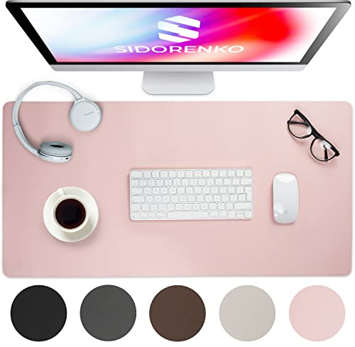 Sidorenko - Sous-main de bureau en cuir synthétique - 80 x 40 cm - Rose - Avec bords cousus - Tapis de bureau résistant à la rouille - Grand sous-main - Tapis de souris XXL