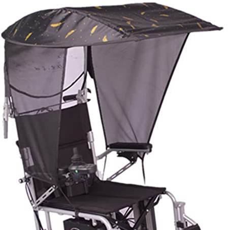 Joyfitness Verstellbarer Regenschirmhalter Für Den Außenbereich, Rollstuhlmarkise, Sonnenschutz, Regenschutz, UV-beständiger Schutz, Rollstuhldach-Schirmständer Für Die Meisten Rollstühle, Schwarz