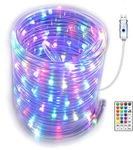 GLPE 20 m, 200 LED, catena luminosa USB per interni, 8 modalità e 16 cambiamenti di colore, tubo luminoso RGB per esterni, IP65, impermeabile, per giardino, camera da letto, feste, campeggio, Natale