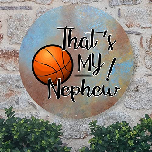 basketball Nephew Welcome Door Sign Basketball Metal Sign Customized Family Vintage Wreath Metal Wall Sign Wall Art Wall Decor For Man Cave Coffee Bar Indoor & Outdoor Decor 9x9in