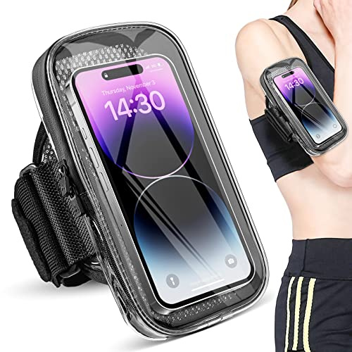 Phone Holder for Running, Armband for iPhone 16 15 14 13 Pro Max 12 11 Plus X Samsung Android Up to 6.9'', Universal Arm Bands Bag with Key Card Pocket for Exercise Walking Workout Fitness