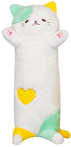LICHENGTAI 80CM Kuscheltier Katze Plüsch Kissen Plüschtier Stofftiere Langes Wurfkissen Kawaii Katzen Plüschtier Ausgestopftes Spielzeug Stofftiere Geschenk Plüschkissen für Kinder und Freundin