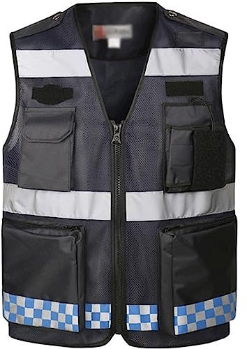 ZUMAHA Starke Sicherheitsweste, reflektierende Weste, mehrere Taschen und Reißverschluss, Unisex-Mesh-Sicherheitsreflektionsweste für Verkehrswarnung