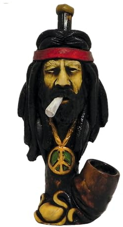 Generic Smoking Hippie Dude Figurine - Rasta Handmade Dread Man Boho Art Natural Coconut Bowl People Funny Gift for Smokers
