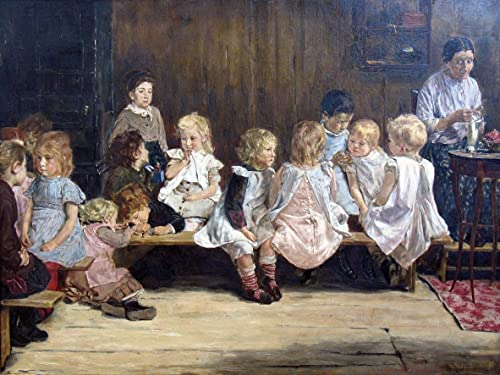 SIXWORLD Berühmtes Gemälde Leinwand Bilder Kunstdrucke Leinwand Plakat Kleinkinderschule in Amsterdam Von Max Liebermann für Wohnzimmer 60x90cm