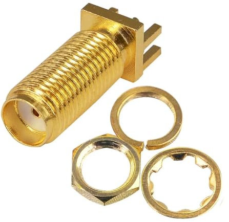 WOMELF 6 Stück SMA-Buchse, PCB-Buchse, Kantenmontage, Leiterplatten-Buchsenadapter, vergoldete SMA-Stecker