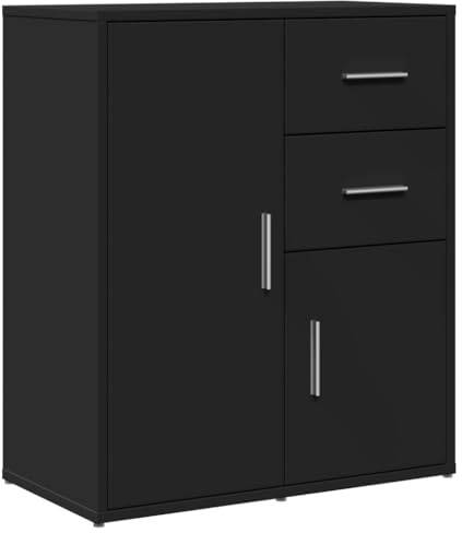 vidaXL Sideboard, Kommode mit Stauraum, Beistellschrank für Wohnzimmer Küche Flur, Anrichte Schrank Highboard, Modern, Schwarz Holzwerkstoff