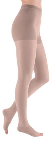 medi mediven elegance | Atmungsaktive Kompressionsstrümpfe Strumpfhose | Mit Komfortsohle | Größe: III | KKL 2 | Farbe: Cashmere | Normal | Offene Spitze | Ohne Haftband
