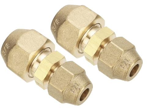 PATIKIL 1/4 3/8 Connettore per Giunto Prolunga Tubi 2pz Adattatori Riduttori Accoppiatore Tubo Ottone Saldatura Libera 2 Dadi Svasati per Refrigerazione Condizionatore d'Aria