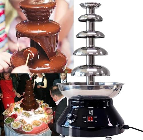 DMXQJK Macchina for Fontana di Cioccolato, capacità 3000 ml, fonduta a Cascata di Cioccolato Fai-da-Te a 5 Livelli, Regolazione della Temperatura 30-110 ° Commerciale(Black)