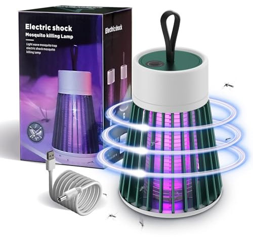 2024 New Mozzguard Mosquito Zapper, Mozz Guard Mosquito Zapper con lampada UV, lampada ricaricabile USB con batteria da 2000 mAh, lampada da zanzara per campeggio giardini interni (verde)