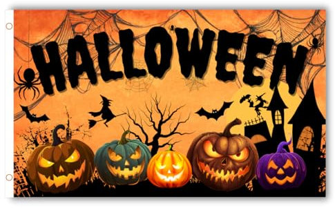 Second Ave Halloween Flag 5ft X 3ft Large With Brass Eyelets Halloween Pumpkin Decoration Banner Flag