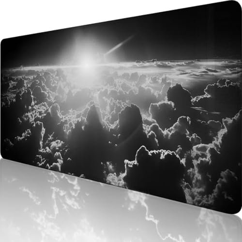 Grau Mauspad XXL 800 x 300, Erweiterte Groß Mousepad Himmel, Wasserfest Schreibtischunterlage Vernähte Kanten Design, Mouse Pad mit rutschfeste Gummibasis für Pc Büro Deko, Geschenke für Frauen 9-B