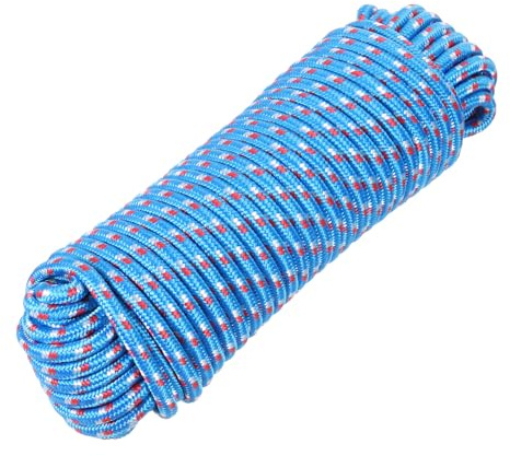 Rebower 3/8 98ft Diamond Braided Ropes Blue Nylon Rope Polypropylene Flag Pole Cord Utility String,[for Camping and Hiking, Indoor and Outdoor Use]