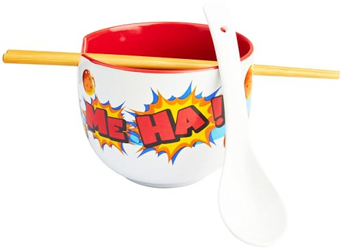 Get Trend Dragon Ball Ramenskål Set 600ml/20oz, japansk skål för risnudlar med keramisk sked & bambuspjälk, mikrovågssäker, present för vuxna (Multi Dragon Ball)