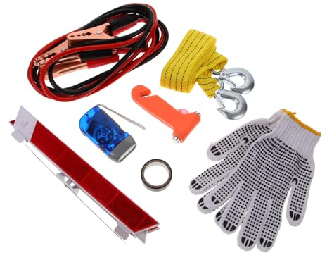 BUGUUYO Kit D'outils D'urgence Automobile 8 Pièces Compact Multifonction pour Véhicule Sécurité Routière Assistance Dépannage Voiture