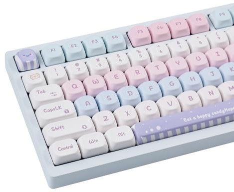 JOLINTAL 131 Touches Cute Candy Keycap Set MOA Profil Dye Sublimation PBT Keycap Rond Custom Cherry MX Keycap pour ANSI Layout Clavier de Jeu Mécanique