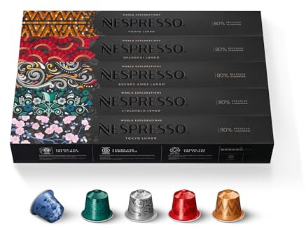 Nespresso Original - Assortiment Lungo Explorations - 50 Capsules Café | Compatible avec machines espresso Nespresso Original - Sélection de 5 variétés Lungo pour dégustation quotidienne