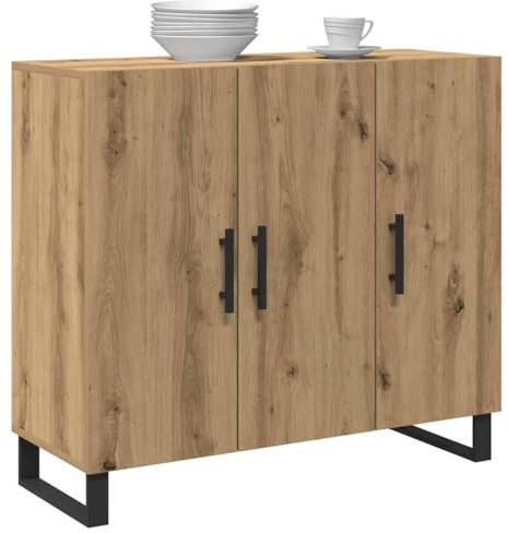 vidaXL Aparador Roble Artesanal 90 x 34 x 80 cm Madera de ingeniería, Aparador Rectangular Moderno, Unidad de Almacenamiento Resistente, Mueble Funcional, decoración para el hogar