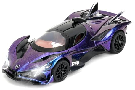 TGRCM-CZ 1/32 Apollo Projekt EVO Modellautos Spielzeug, Zinklegierung Zurückziehen Fahrzeuge Modellauto mit Klang und Licht für Sammler & Kinder 3 Jahre alt Geburtstagsgeschenk (lila)